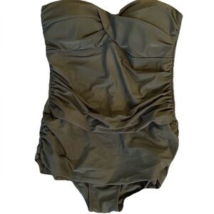 Shore Shapes Swimwear Olive Green Ruched Swimsuit 1 Piece Size 10